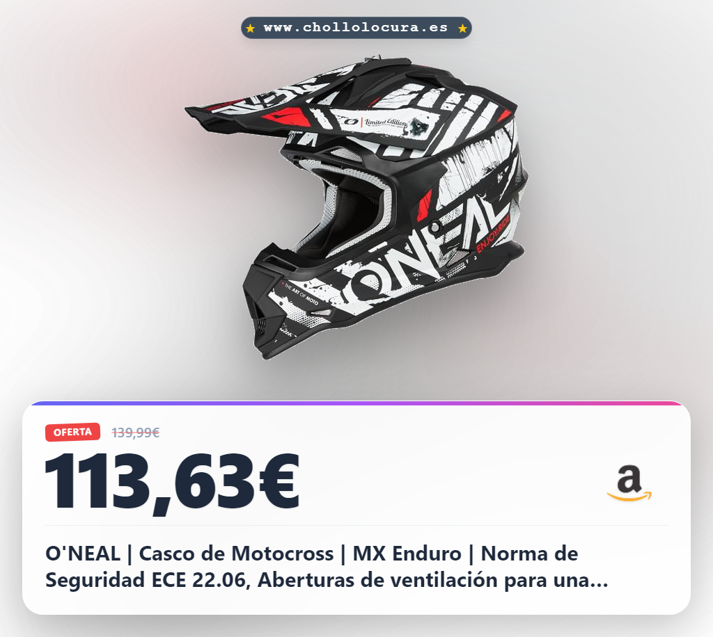O'NEAL | Casco de Motocross | MX Enduro | Norma de Seguridad ECE 22.06, Aberturas de ventilación para una refrigeración óptima | Casco 2SRS Glitch V.23 | Adulto | Negro Blanco | Talla XL (61/62 cm)