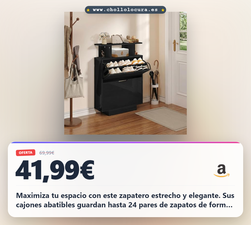 Aprovecha este zapatero estrecho brillante con estantes ajustables y espacio oculto en oferta