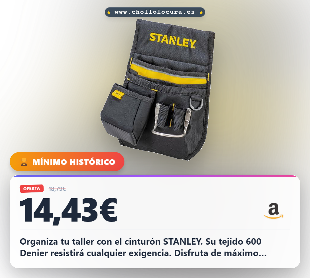 Aprovecha el cinturón portaherramientas STANLEY de Nylon 600 Denier con acolchado y múltiples compartimentos