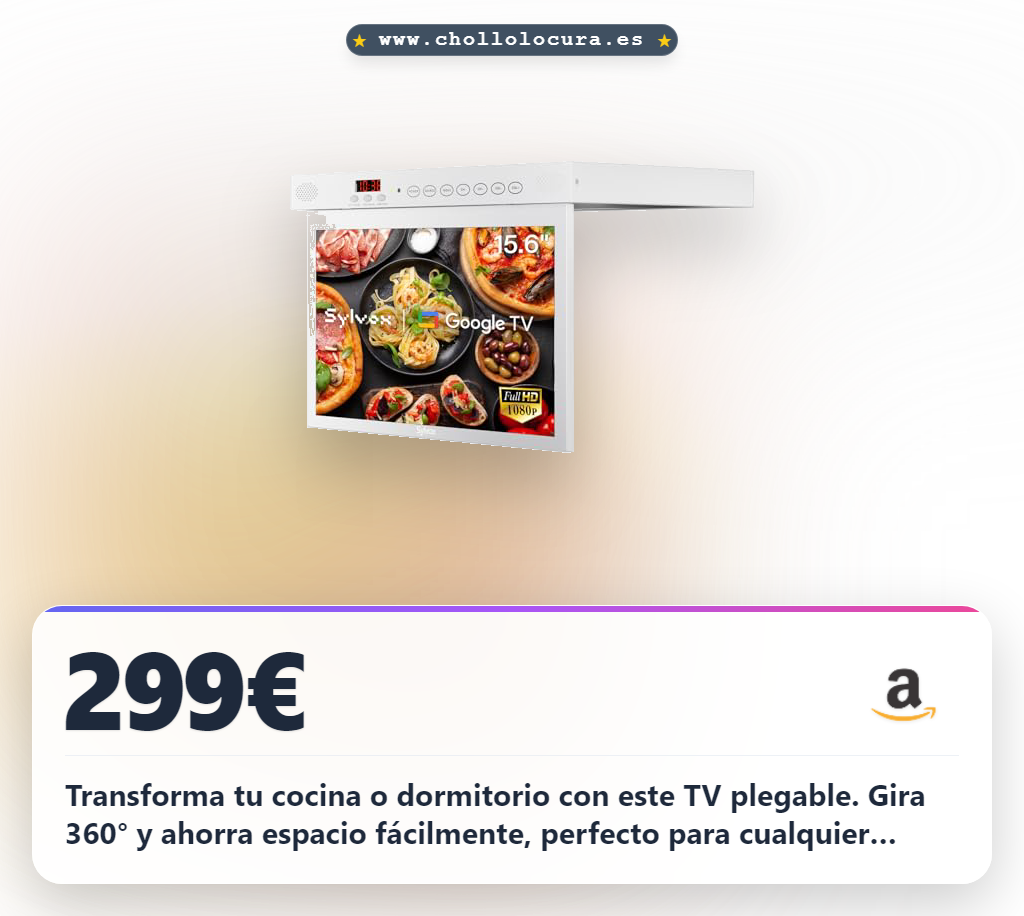 Disfruta del SYLVOX TV plegable de cocina 15.6 pulgadas con Google TV y rotación 360° a precio de chollo
