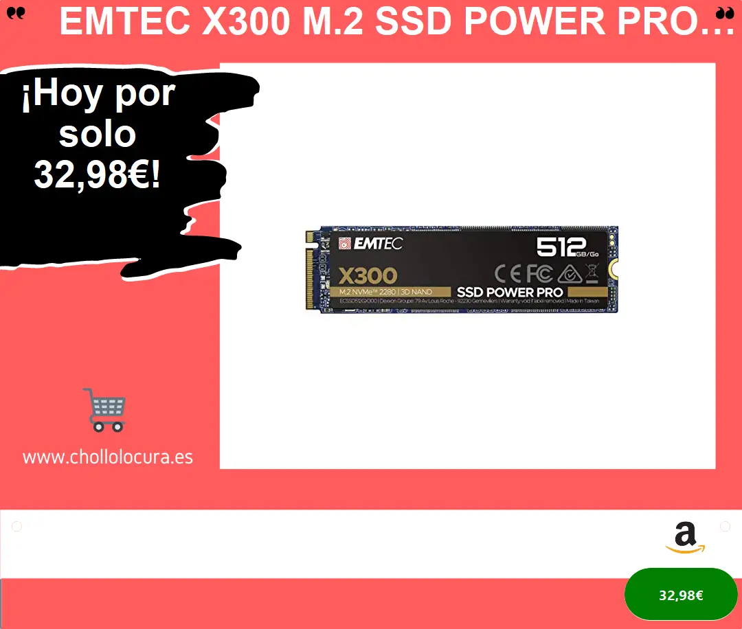 Emtec X300 M.2 SSD Power Pro 512 GB M.2 2280 NVMe PCIe Gen 3.0 x4