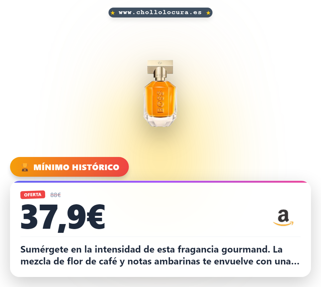Aprovecha Boss The Scent Eau de Parfum Intense para mujer con notas de café y ambarino gourmand en oferta