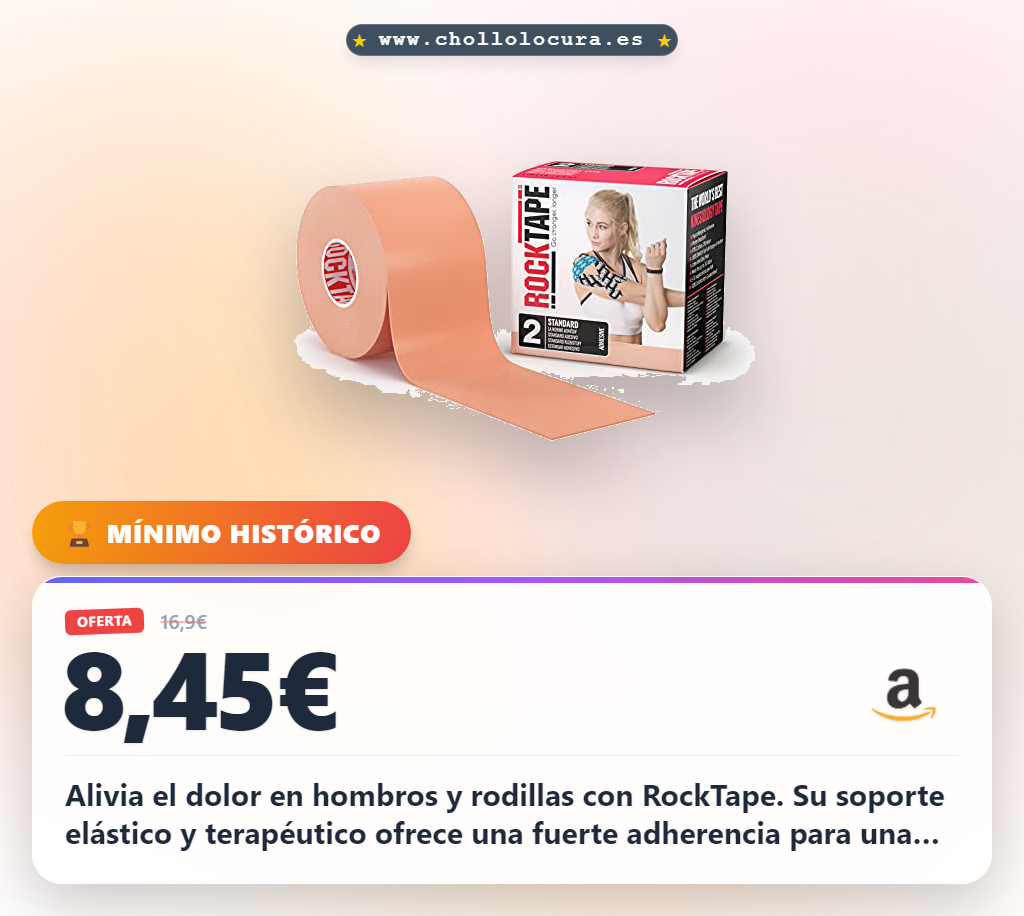 Aprovecha la cinta kinesiológica RockTape sin látex para hombros y rodillas con fuerte adhesión en oferta