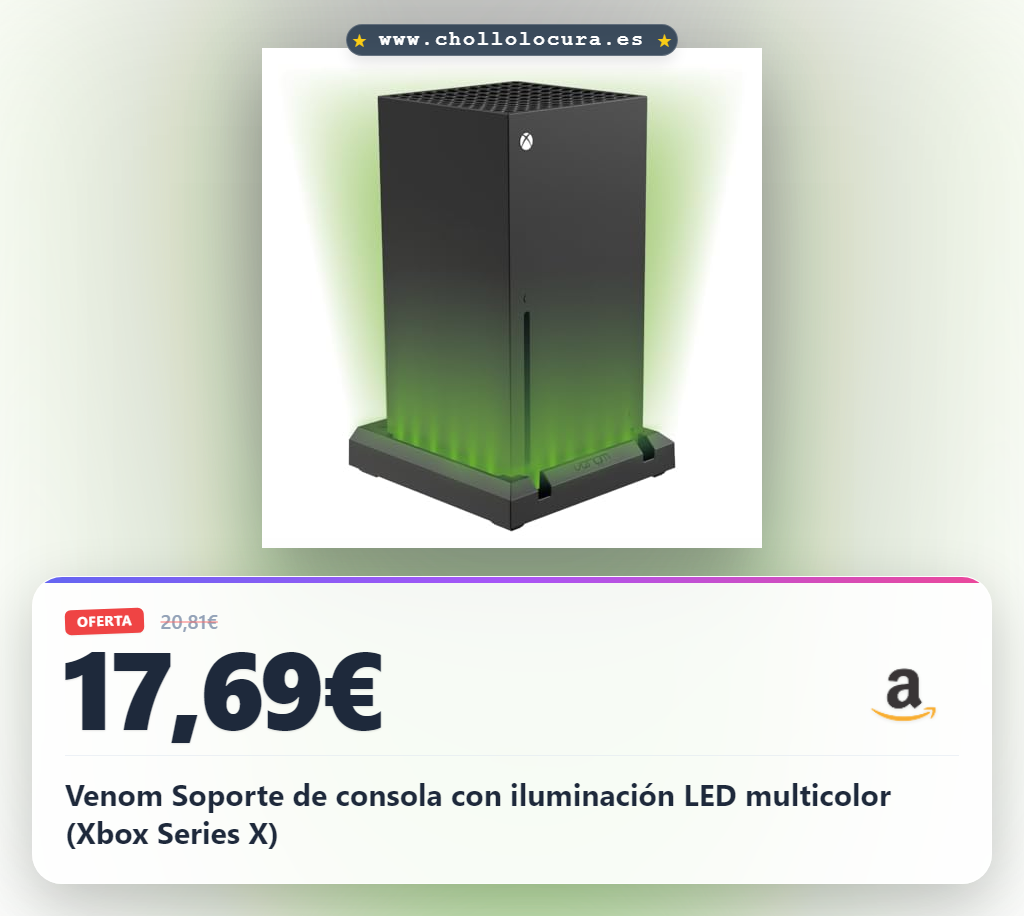 ¡Luce tu Xbox Series X con soporte LED multicolor y 7 colores! ¡Brillo ajustable + botón de encendido! (Oferta)