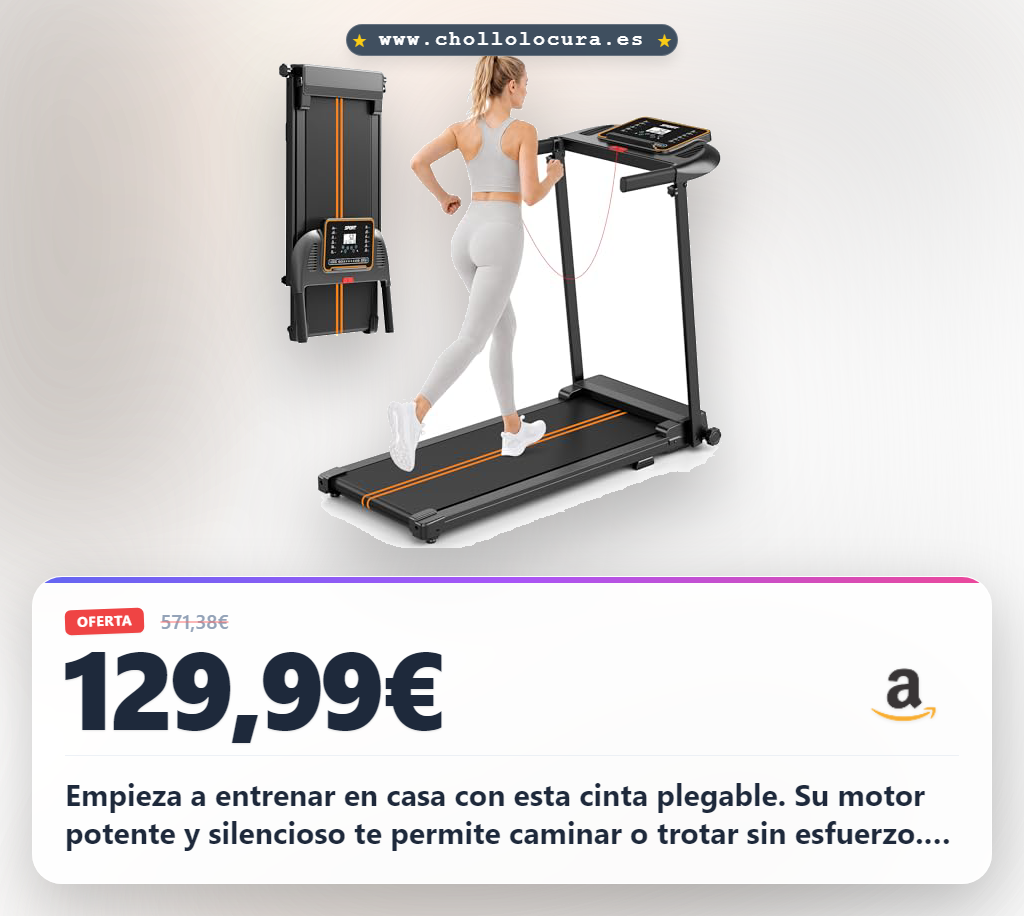 Aprovecha la cinta de correr plegable y compacta para casa. Motor potente, 12 programas y 10 km/h. Consigue tu entrenamiento al mejor precio
