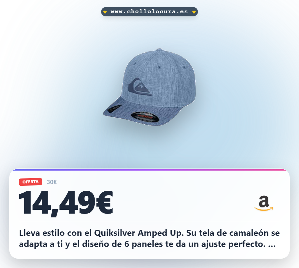 Adquiere el sombrero Quiksilver Amped Up azul marino con tejido anfíbio y visera curva a precio de chollo