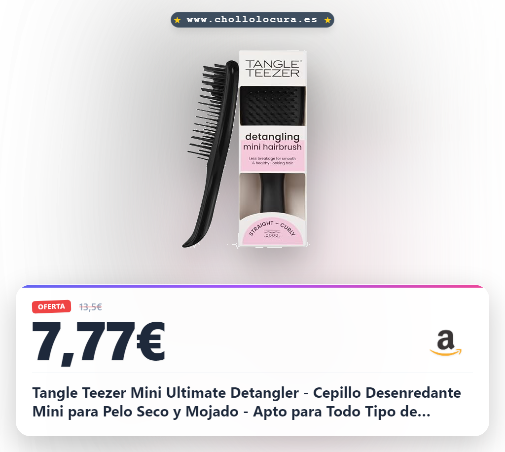 Tangle Teezer Mini Ultimate Detangler - Cepillo Desenredante Mini para Pelo Seco y Mojado - Apto para Todo Tipo de Cabello - Perfecto para Niños y Viajes - Negro