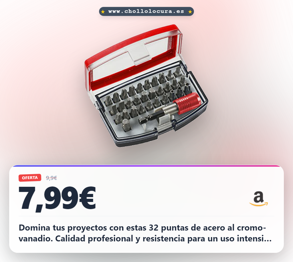 Compra la caja de puntas profesional de 32 piezas en acero al cromo-vanadio a precio de chollo