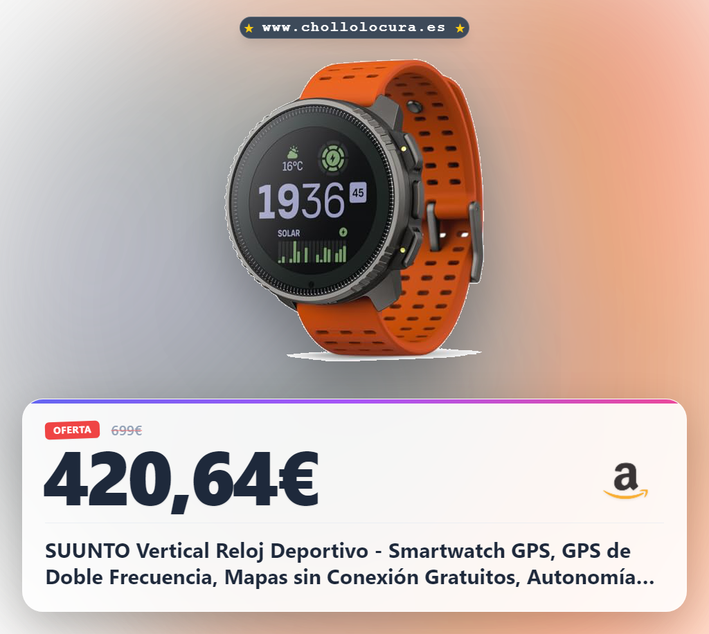 Aprovecha el SUUNTO Vertical GPS de doble frecuencia con mapas sin conexión y batería de 50 días en oferta histórica para el deporte