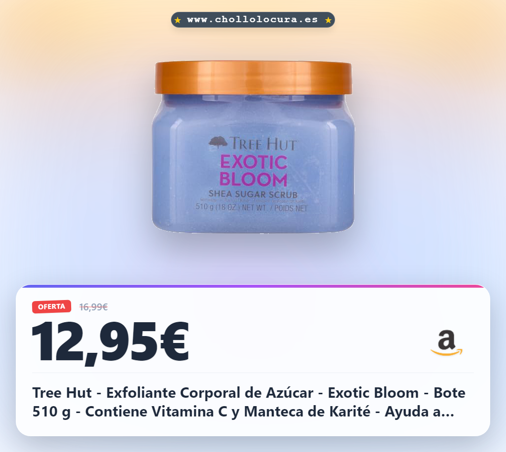 Tree Hut - Exfoliante Corporal de Azúcar - Exotic Bloom - Bote 510 g - Contiene Vitamina C y Manteca de Karité - Ayuda a Restaurar el Brillo de la Piel - Nutre en Profundidad y Suaviza la Piel Seca