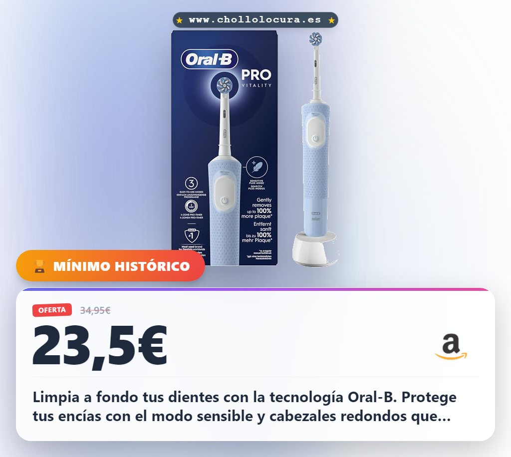 Consigue el cepillo de dientes eléctrico Oral-B Pro Vitality azul para una limpieza profunda al mejor precio