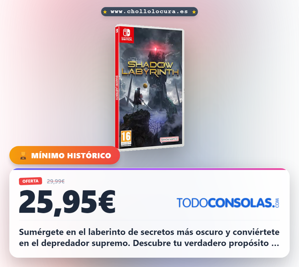 Aprovecha Shadow Labyrinth para Nintendo Switch y conviértete en el depredador supremo al mejor precio