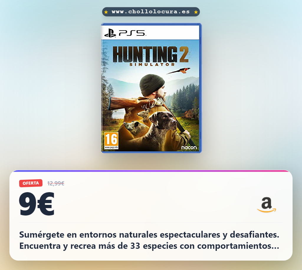 Aprovecha Hunting Simulator 2 con caza realista y 33 especies de animales en oferta histórica
