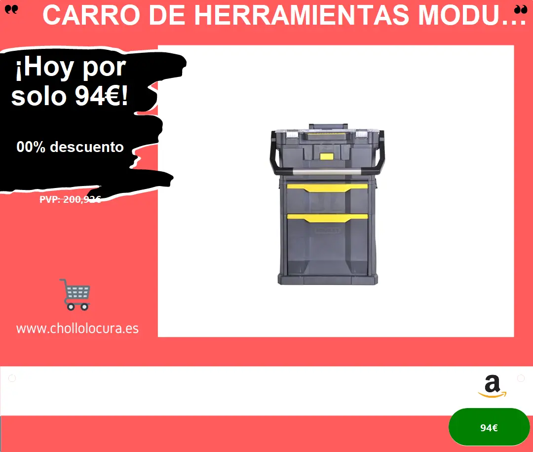 Carro de Herramientas Modular Stanley 2 en 1, Espacio Amplio y Ergonómico