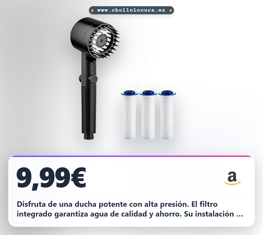 Aprovecha la alcachofa de ducha con filtro de alta presión y disfruta de una experiencia superior al mejor precio