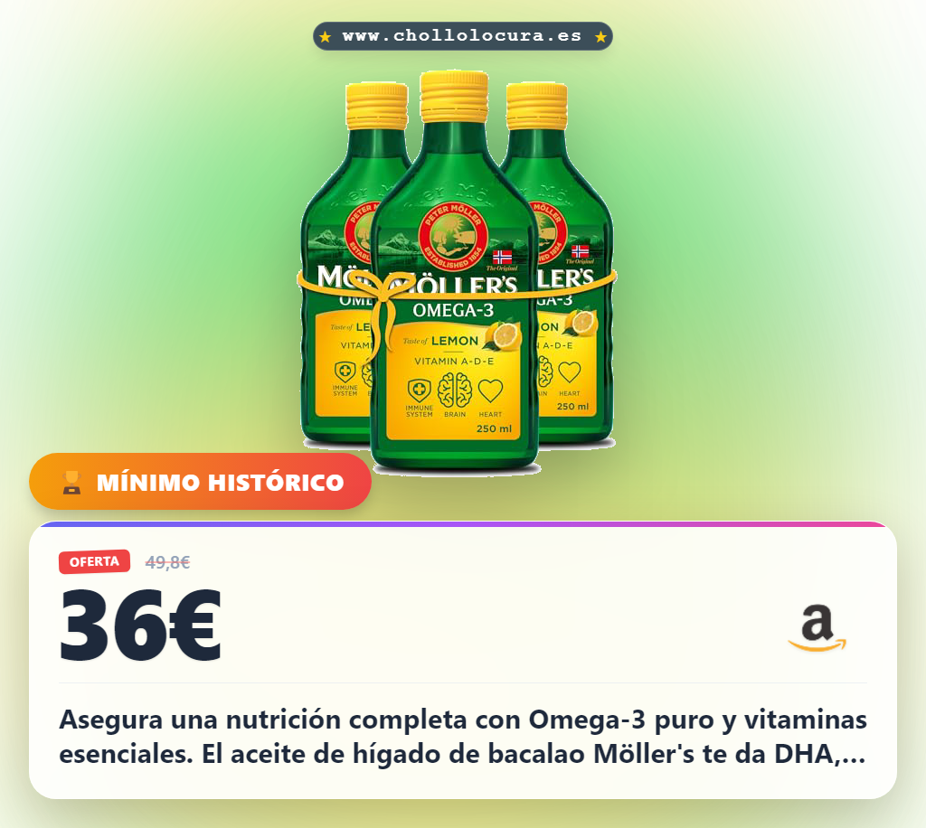 Aprovecha aceite de hígado de bacalao Möller's con omega 3 EPA y DHA en oferta histórica