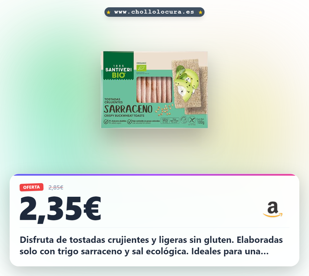 Aprovecha las tostadas de trigo sarraceno sin gluten con ingredientes ecológicos y sabor auténtico al mejor precio
