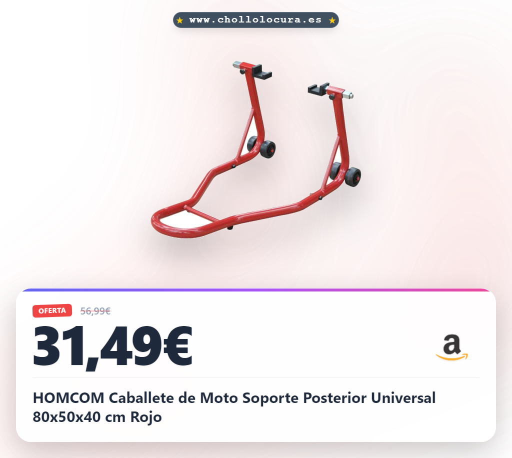 HOMCOM Caballete de Moto Soporte Posterior Universal 80x50x40 cm Rojo