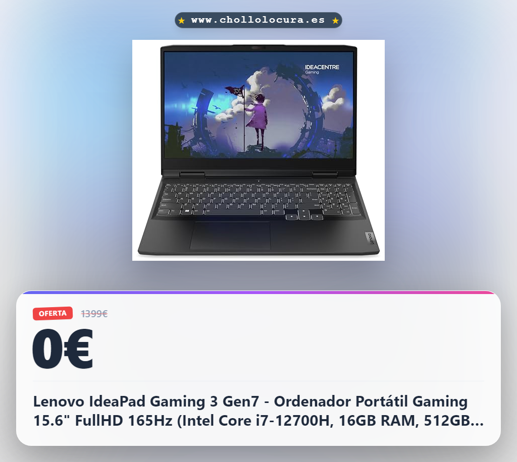 Lenovo IdeaPad Gaming 3 Gen7 - Ordenador Portátil Gaming 15.6" FullHD 165Hz (Intel Core i7-12700H, 16GB RAM, 512GB SSD, NVIDIA GeForce RTX 3060-6GB, Sin Sistema Operativo) Gris, Teclado QWERTY Español
