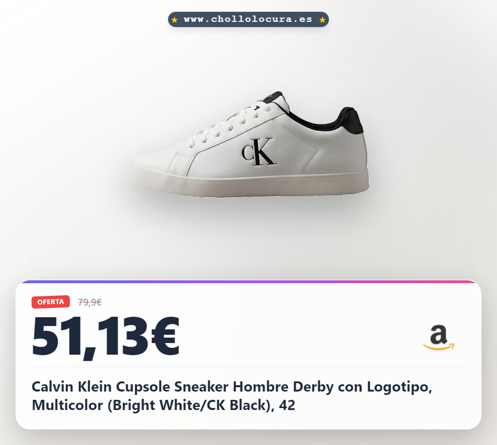 Calvin Klein Cupsole Sneaker Hombre Derby con Logotipo, Multicolor (Bright White/CK Black), 42