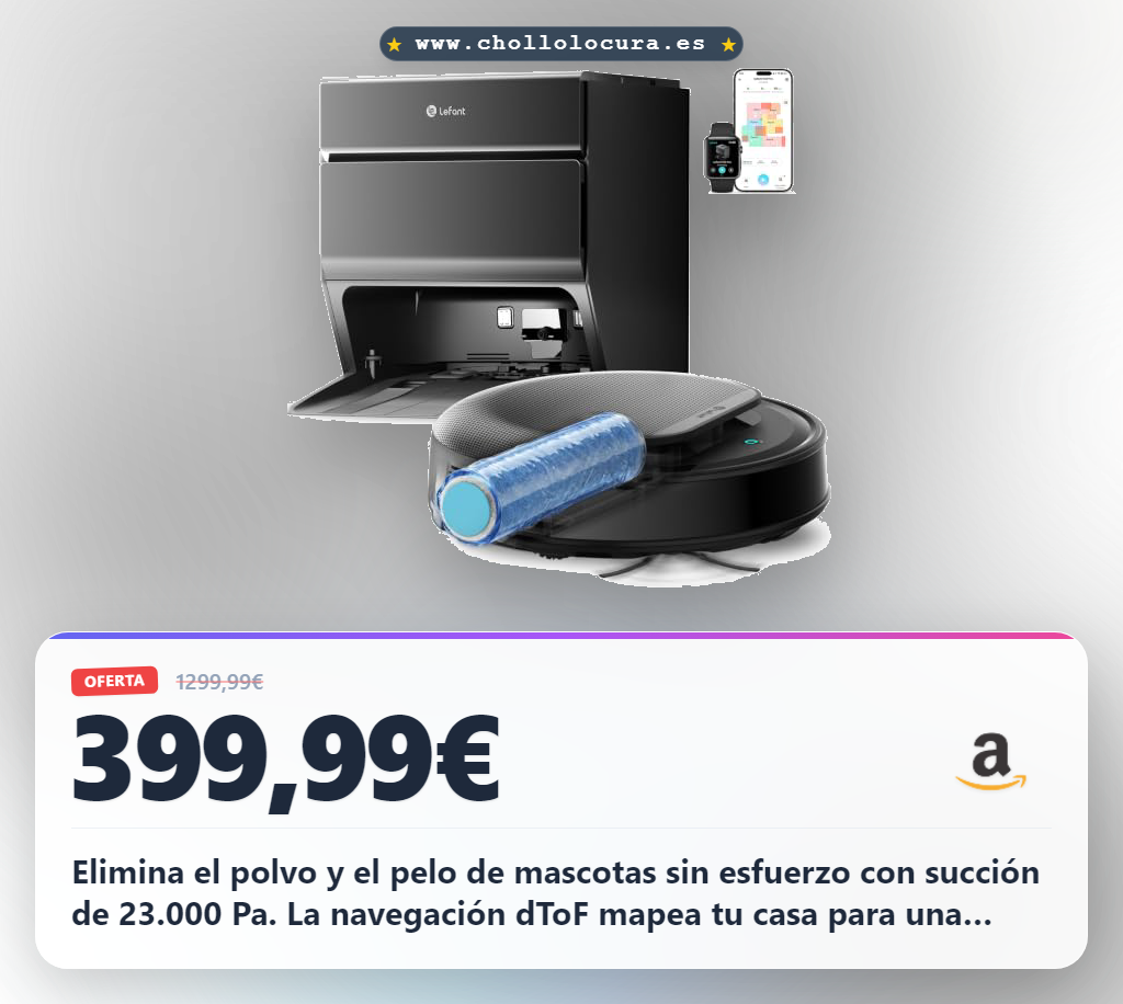 Aprovecha el robot Lefant M5 Pro con succión 23000 Pa y autovaciado en oferta histórica