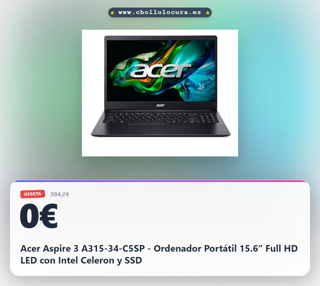 Acer Aspire 3 A315-34-C5SP - Ordenador Portátil 15.6” Full HD LED con Intel Celeron y SSD