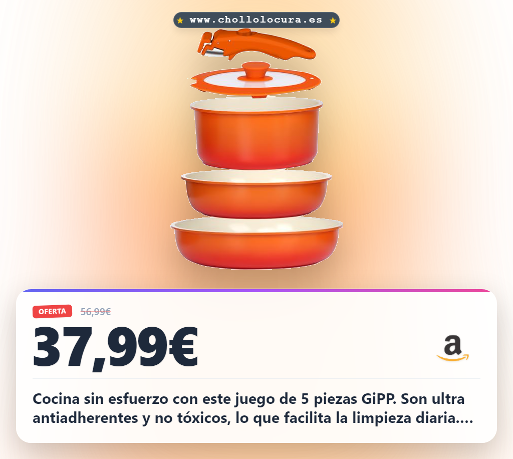 Adquiere el juego de sartenes y ollas GiPP de 5 piezas con revestimiento antiadherente y seguro para inducción al mejor precio