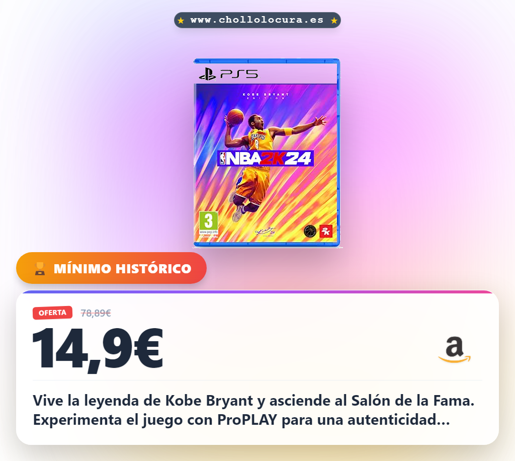 Disfruta de la edición NBA 2K24 Kobe Bryant en PS5 con tecnología ProPLAY y el modo MyTEAM al mejor precio