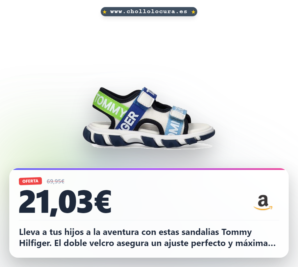 Aprovecha estas sandalias Tommy Hilfiger para niños y niñas con doble velcro y logo a precio de chollo