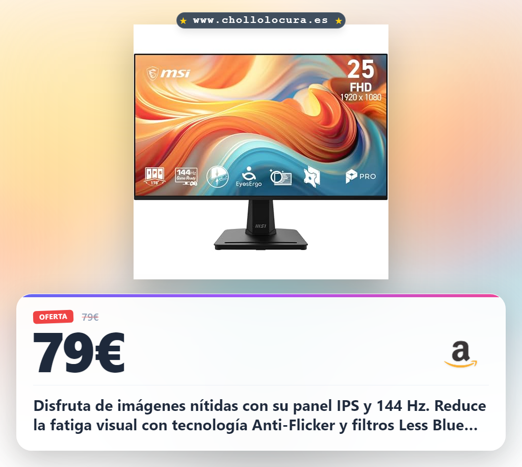 Consigue monitor IPS 24,5 pulgadas 144 Hz FHD con protección ocular y ajuste de inclinación al mejor precio