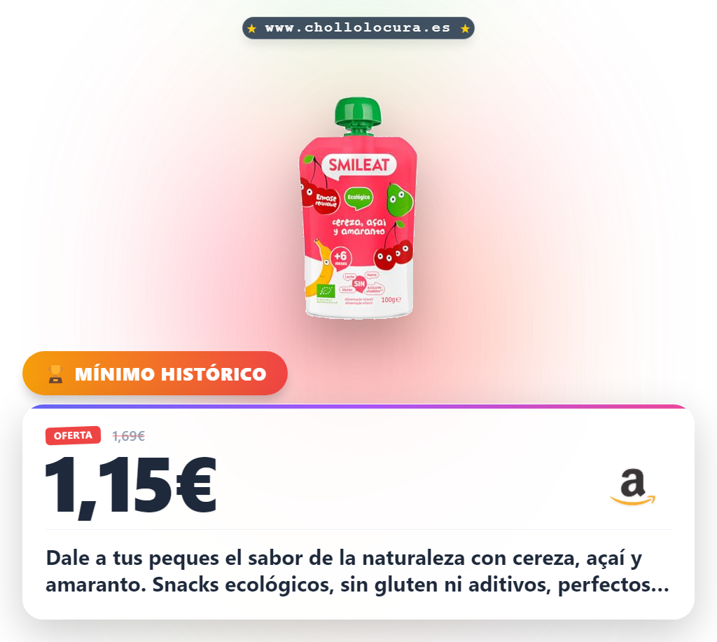 Dale a tus peques el sabor de la naturaleza con cereza, açaí y amaranto. Snacks ecológicos, sin gluten ni aditivos, perfectos para empezar su alimentación desde los 6 meses. Disfruta de un snack práctico y delicioso que cuida su salud y el planeta.