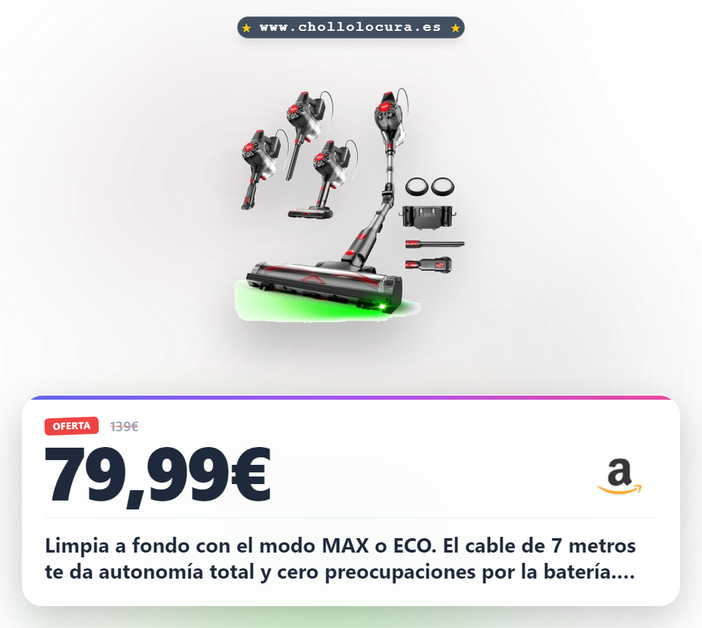 Obtén la aspiradora CM120 potente con doble velocidad y radio de 7m a precio de chollo en oferta histórica.