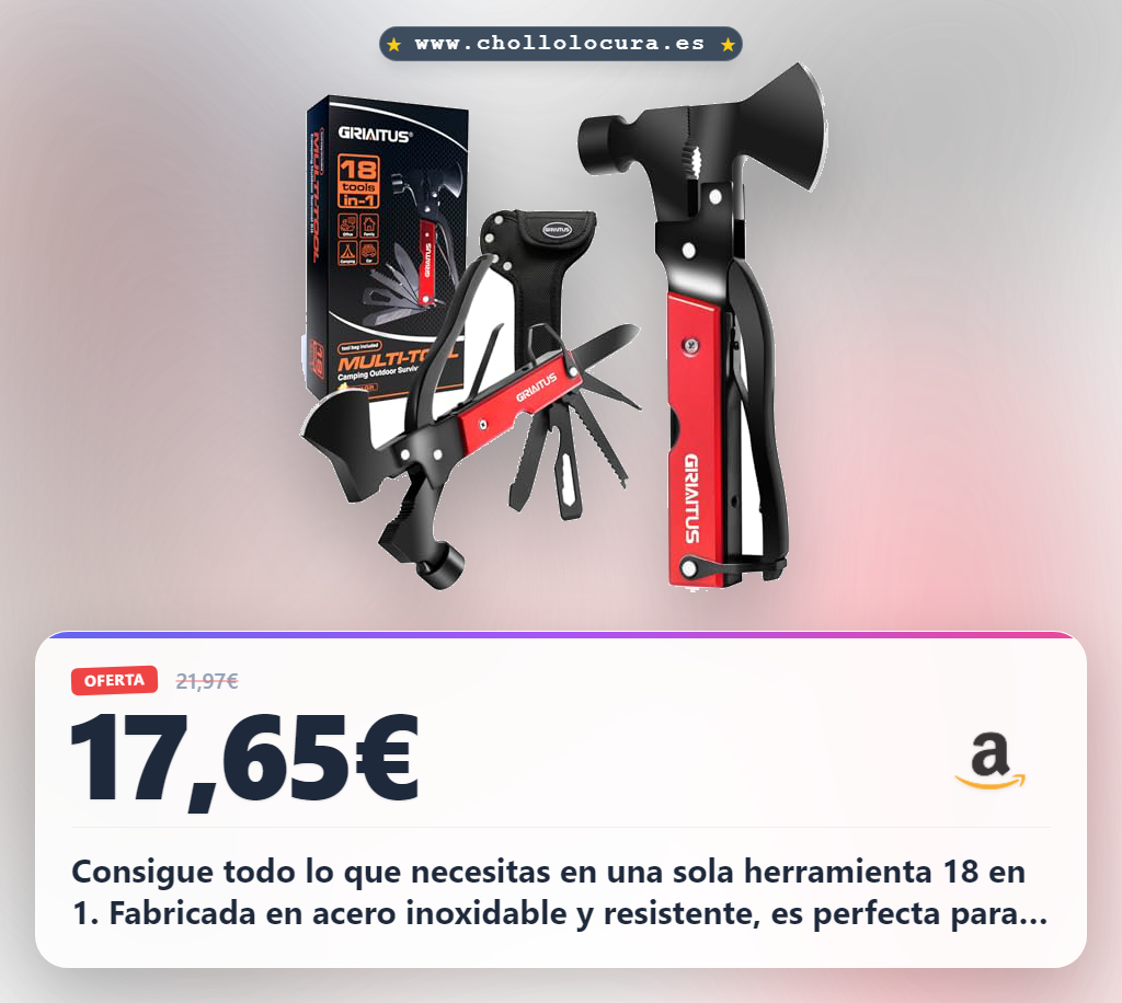 Aprovecha esta Herramienta Multiuso 18 en 1 de acero inoxidable para camping y regalos a precio de chollo para hombre y mujer.