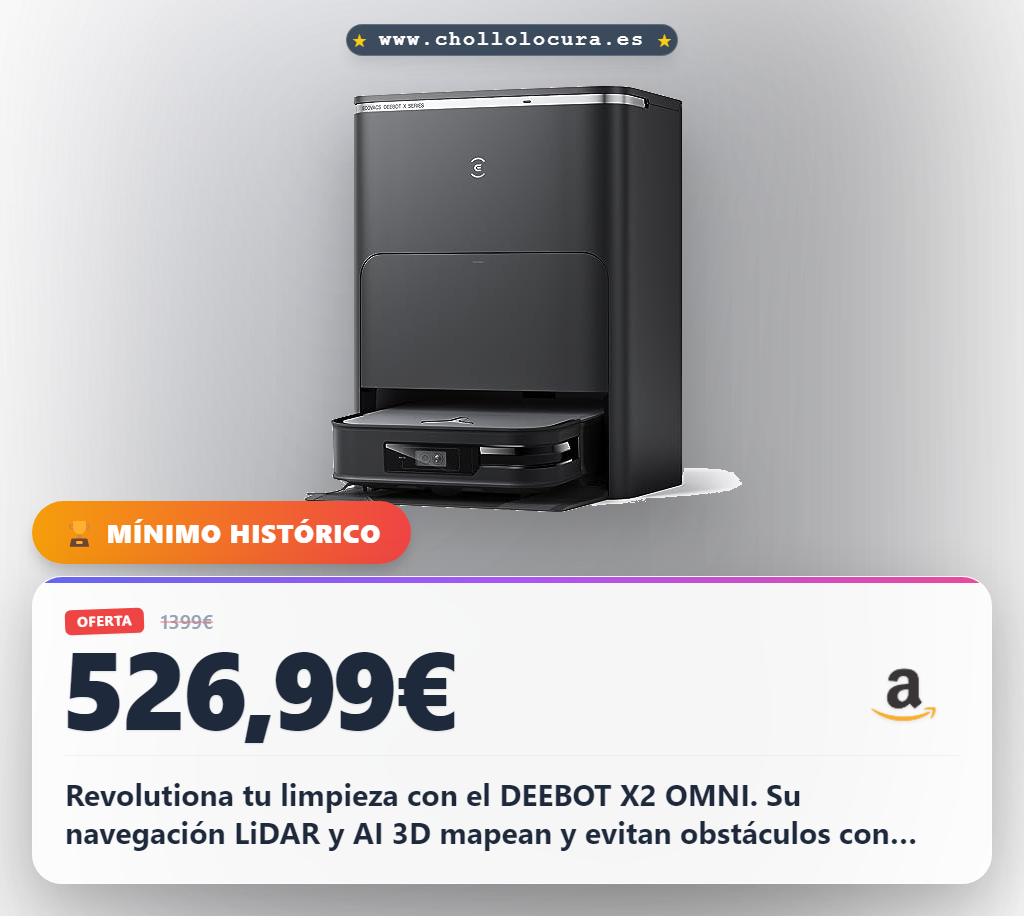 Obtén el DEEBOT X2 OMNI con navegación LiDAR y AI para una limpieza total en oferta histórica