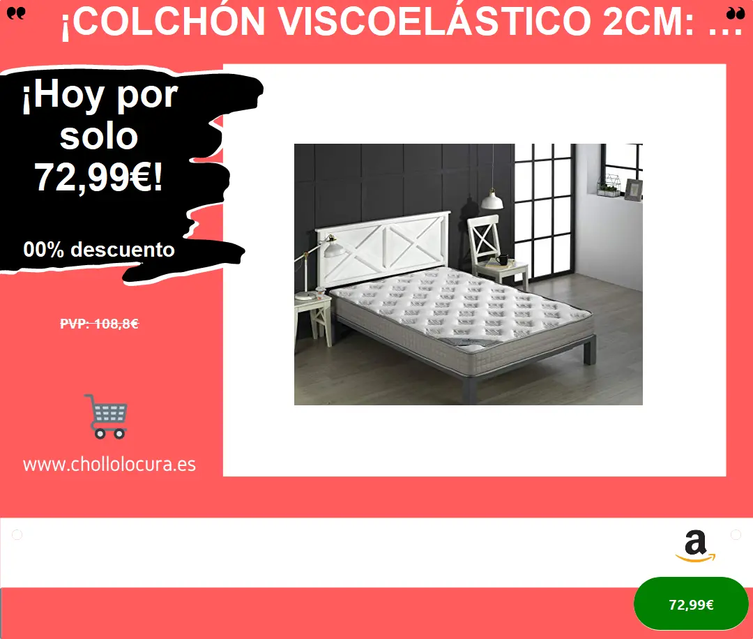 ¡Colchón Viscoelástico 2cm: Cómodo, Transpirable y Certificado! Hacelo en España. Descanso Total!