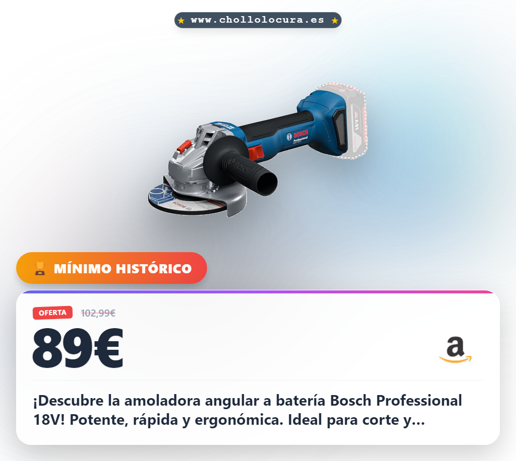 Amoladora angular a batería Bosch Professional 18V: potencia de 800W, corte rápido y ergonomía para tareas de corte y rectificado!