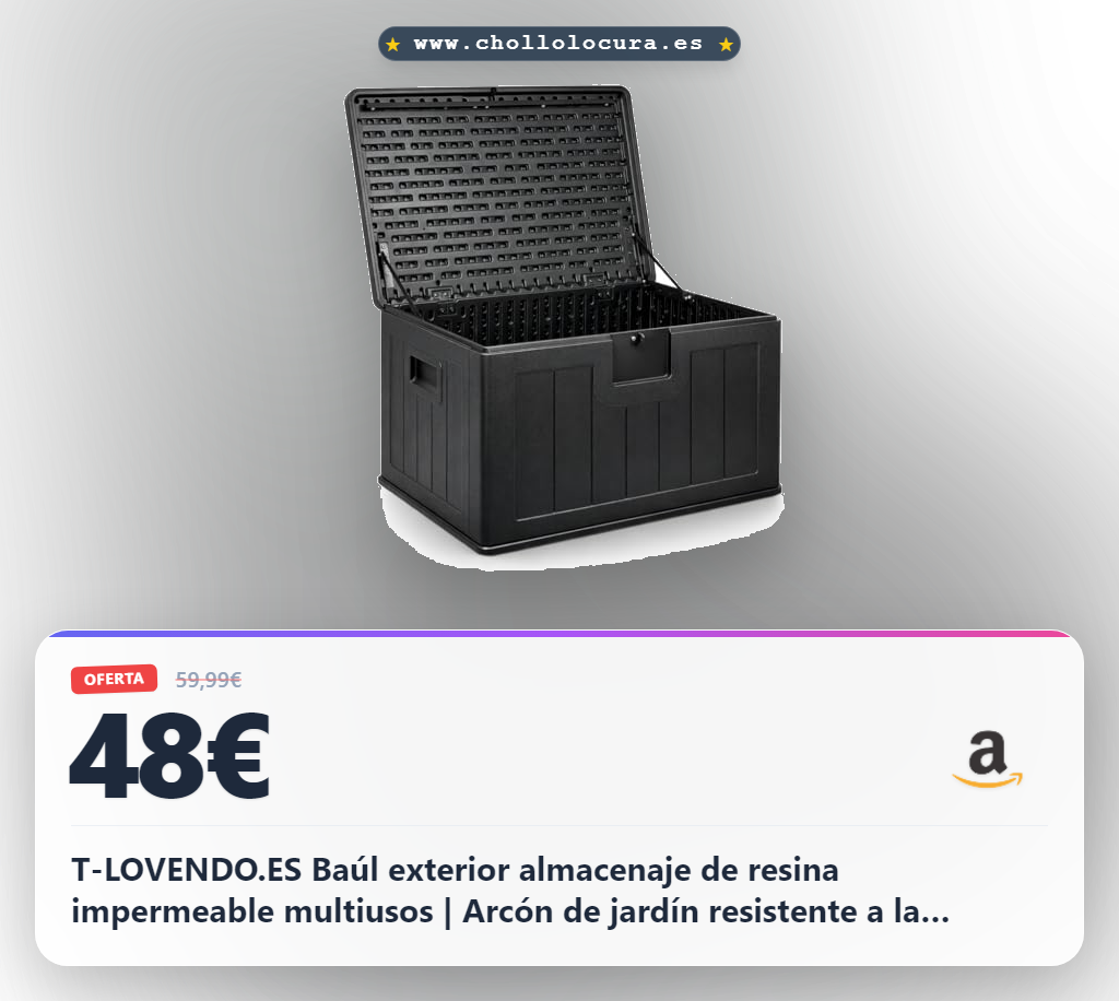 T-LOVENDO.ES Baúl exterior almacenaje de resina impermeable multiusos | Arcón de jardín resistente a la intemperie | Almacenamiento de cojines, herramientas o juguetes (205, Litros)