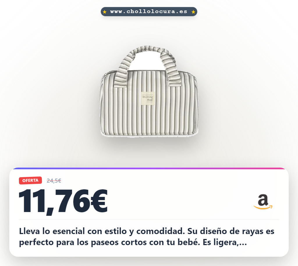 Adquiere el bolso Walking Mum de rayas perfecto para paseos cortos con tu bebé y algodón 100% waterproof