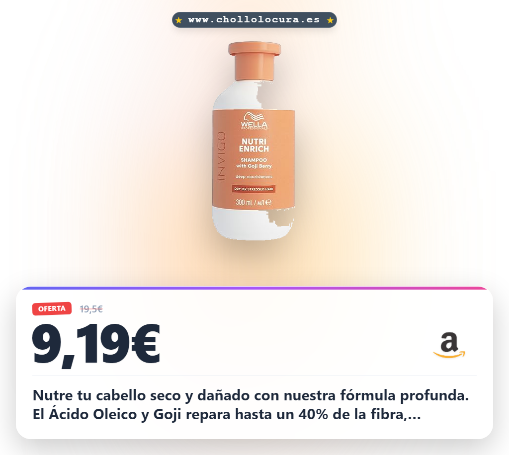 Aprovecha el champú Nutri-Enrich con Ácido Oleico y Goji para nutrir tu cabello seco y devolverle brillo