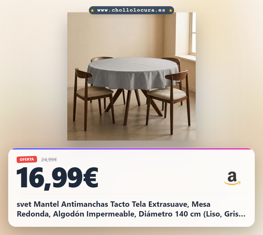 svet Mantel Antimanchas Tacto Tela Extrasuave, Mesa Redonda, Algodón Impermeable, Diámetro 140 cm (Liso, Gris Oscuro)