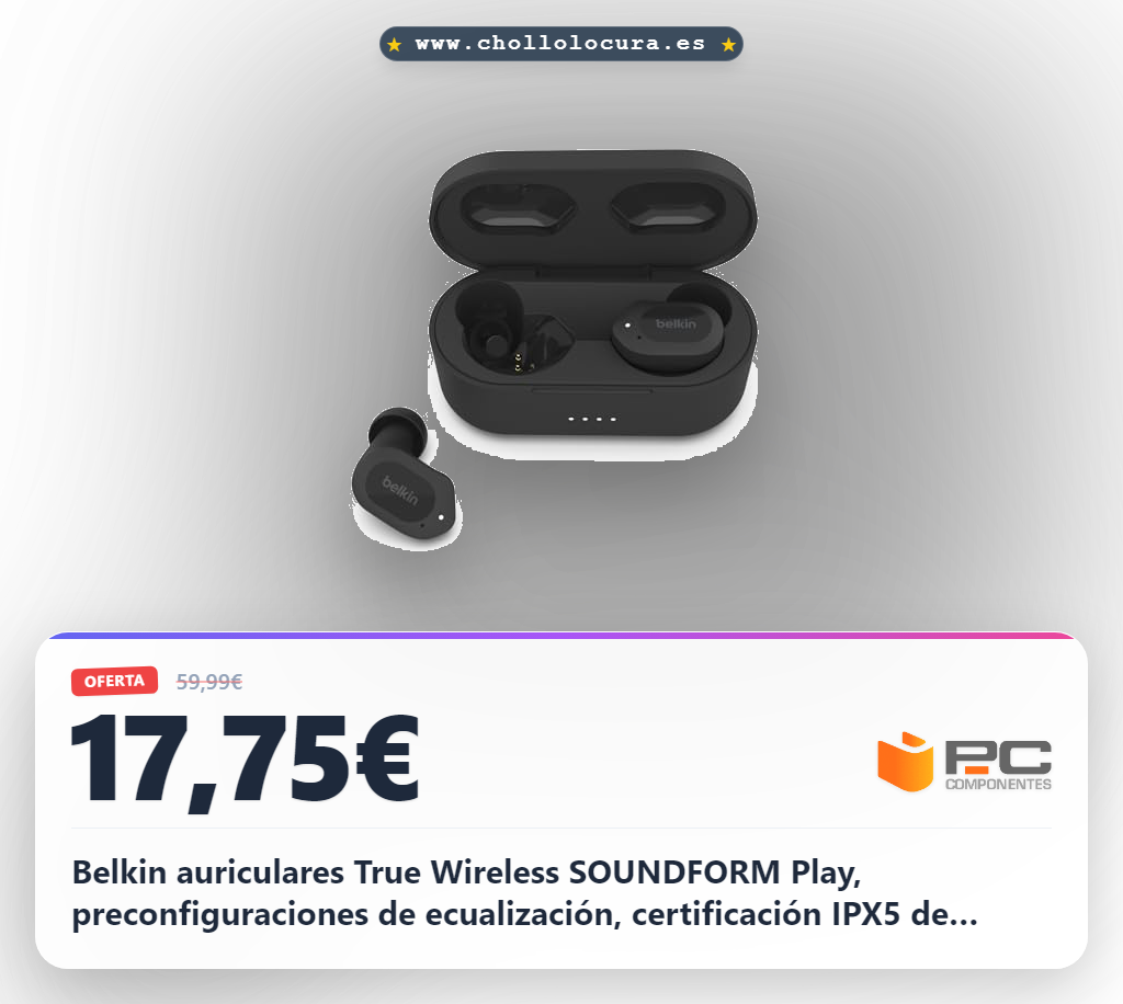 Disfruta de un audio perfecto ajustado a ti. Con los Belkin Soundform Play, la música nunca para gracias a sus 38h de autonomía. Resisten el sudor (IPX5) y garantizan claridad en cada llamada. Llévalos a donde vayas.