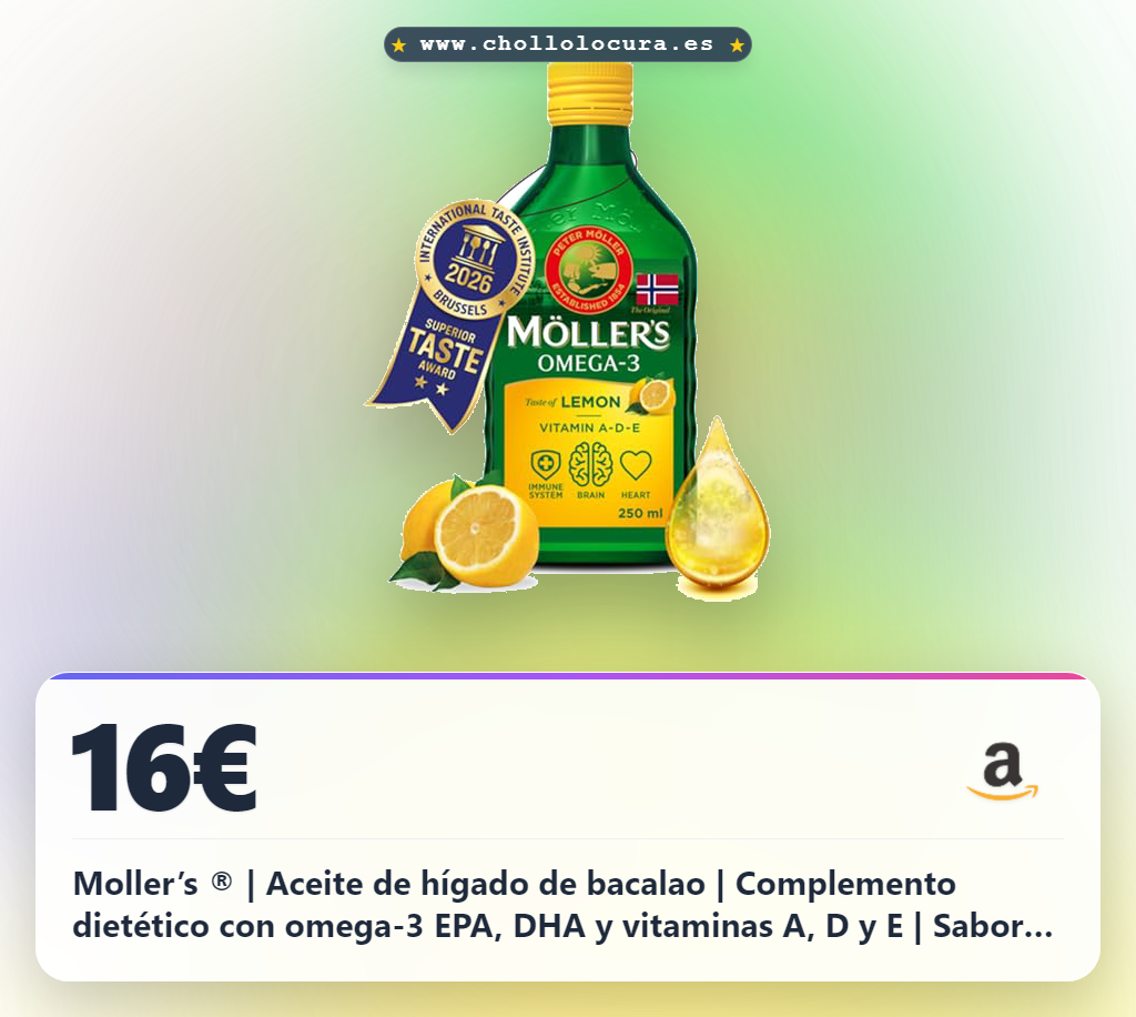 Descubre Aceite de Hígado de Bacalao Möller's con Omega-3 y Vitaminas A, D y E Sabor Limón 250ml