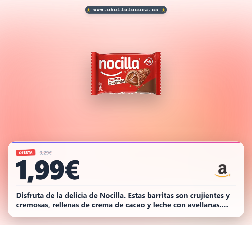 Aprovecha las barritas Nocilla originales con crema de cacao y leche en pack de 6 al mejor precio