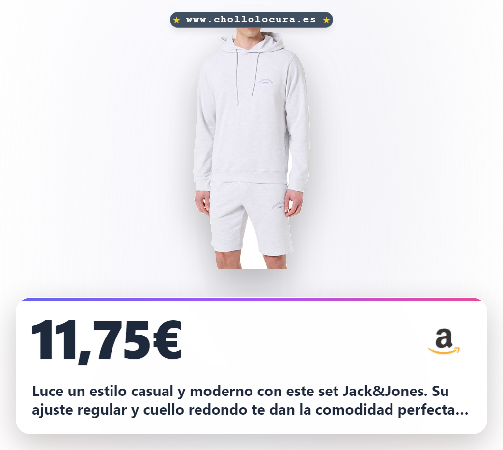 Luce un estilo casual y moderno con este set Jack&Jones. Su ajuste regular y cuello redondo te dan la comodidad perfecta para el día a día. Calidad y diseño que te encantarán.