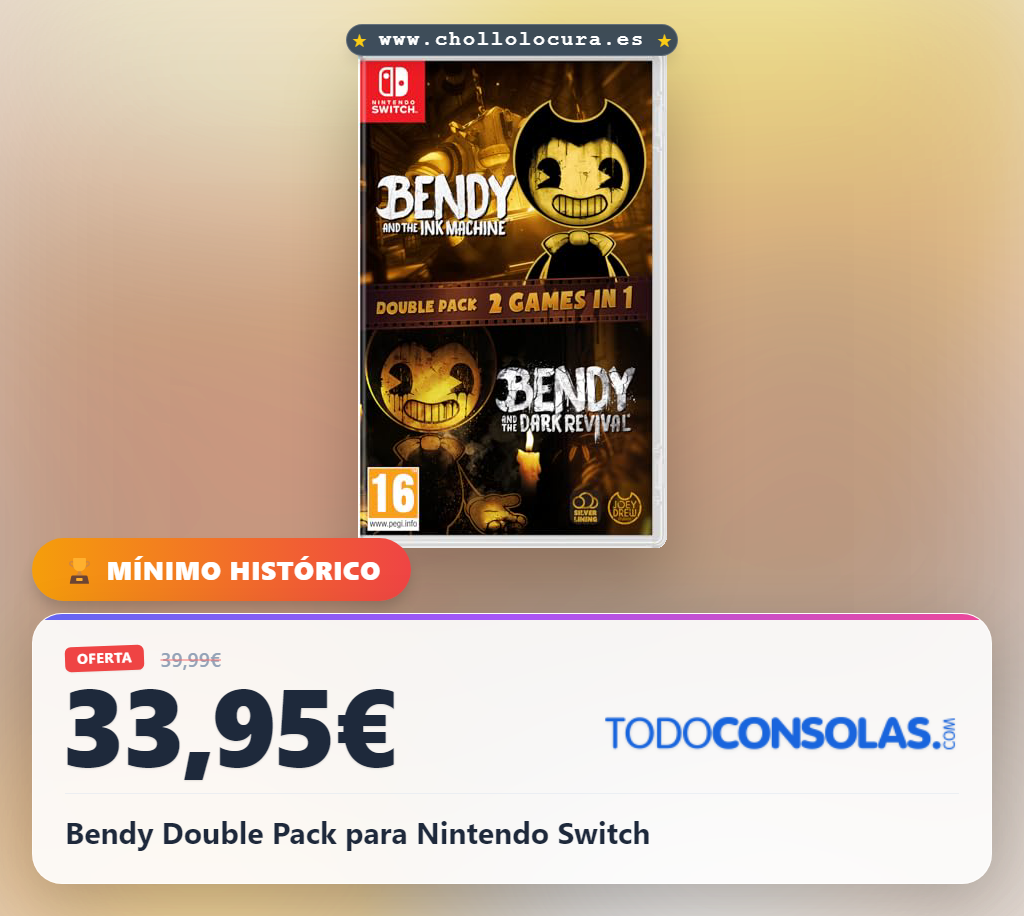 Obtén el pack Bendy Double Pack para Nintendo Switch y aprovecha este chollo de dos juegos épicos de terror