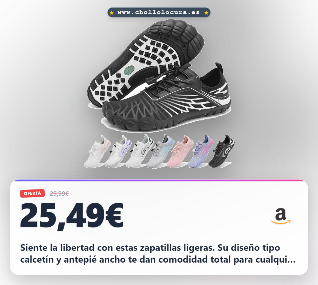 Aprovecha estas zapatillas barefoot ligeras para senderismo y playa con secado rápido y antepié ancho