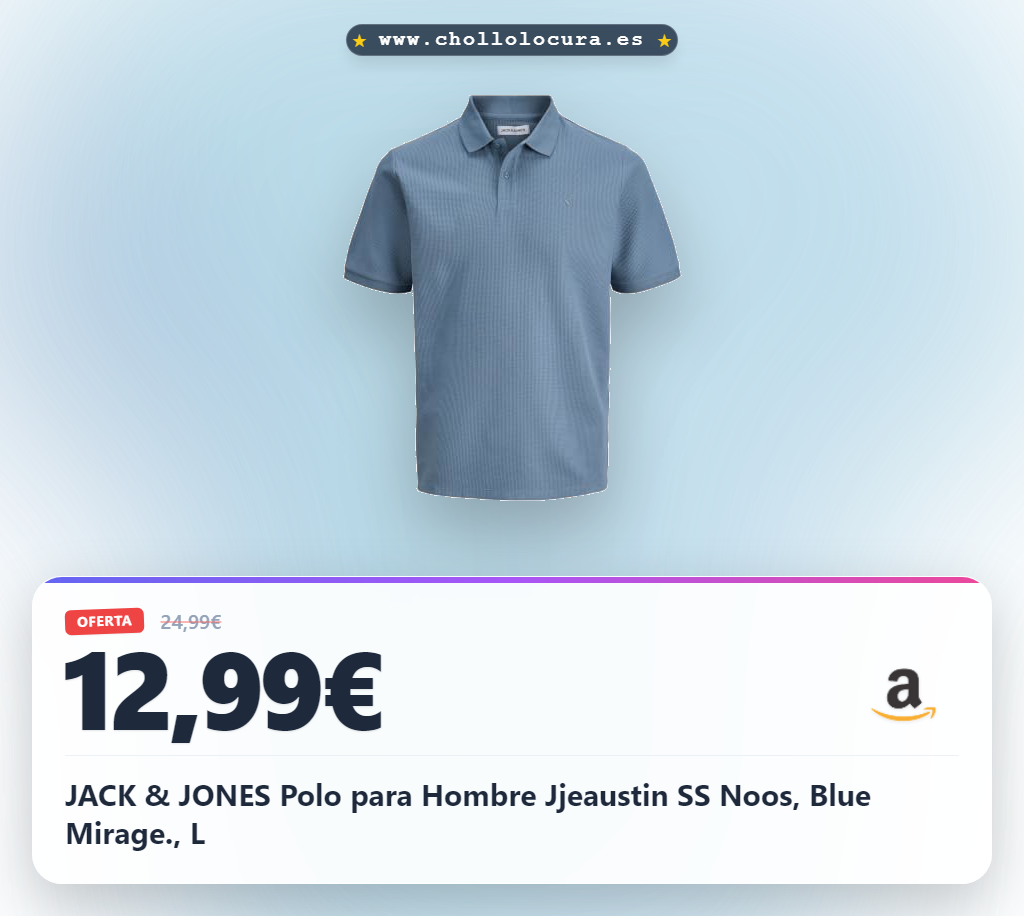 JACK & JONES Polo para Hombre Jjeaustin SS Noos, Blue Mirage., L