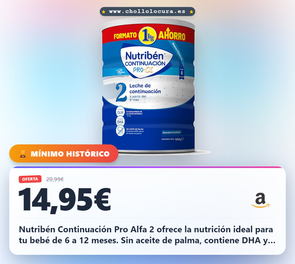 Ahorra Nutribén Continuación Pro Alfa 2 Leche en polvo para bebés sin aceite de palma con DHA y OLM al mejor precio