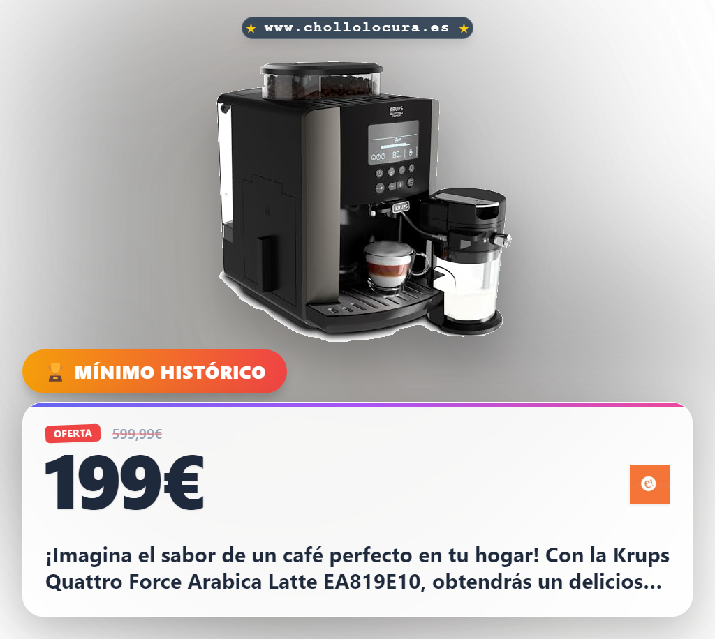 Cafetera Superautomática Krups Quattro Force Arabica Latte EA819E10