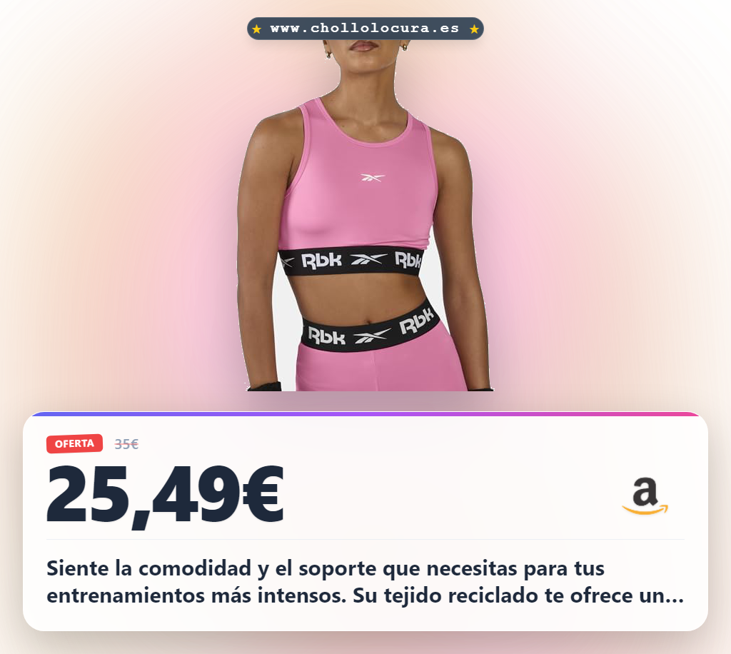 Aprovecha el bralette Reebok ID Train Cut con tejido reciclado para entrenamientos de alta energía al mejor precio